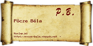 Pöcze Béla névjegykártya