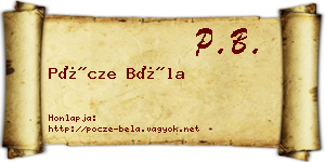 Pöcze Béla névjegykártya